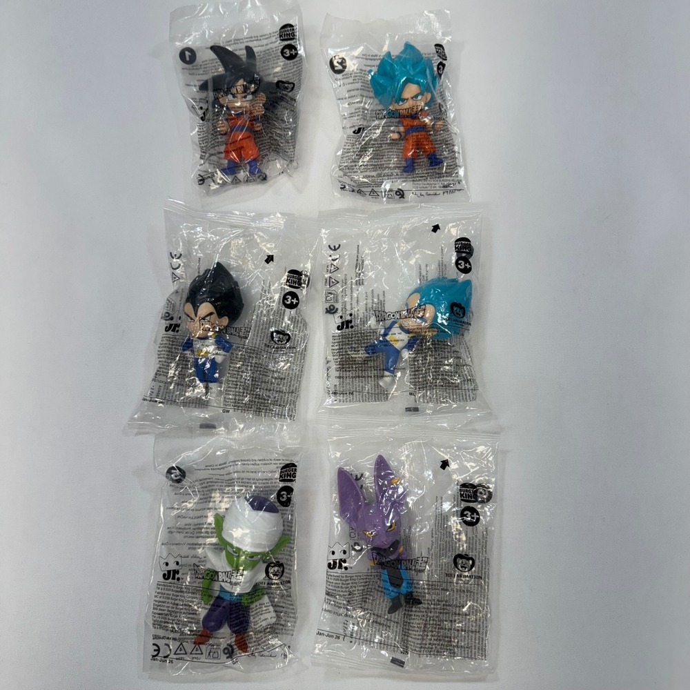 NEW Burger King Dragon Ball Super Figure Set 6pc Goku Vegeta Piccolo Beerus